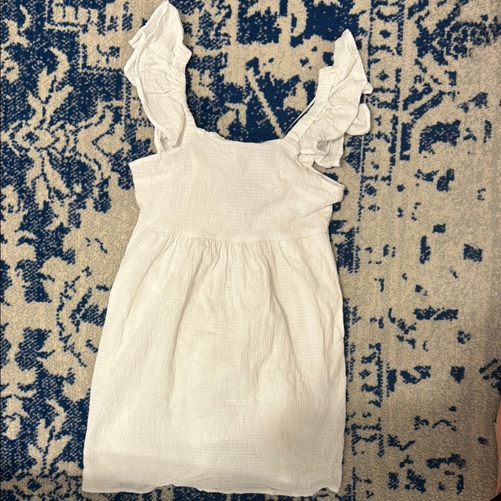 White Ruffle Sleeve Dress